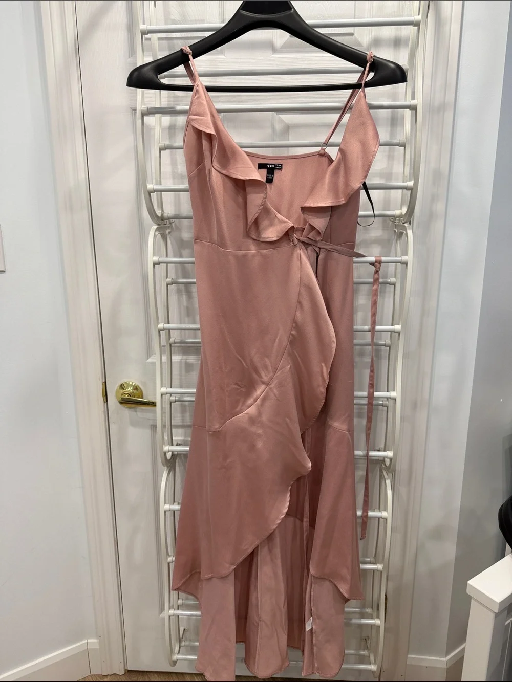 Wrap Ruffle Midi Dress - Pink - Picture 1 of 4